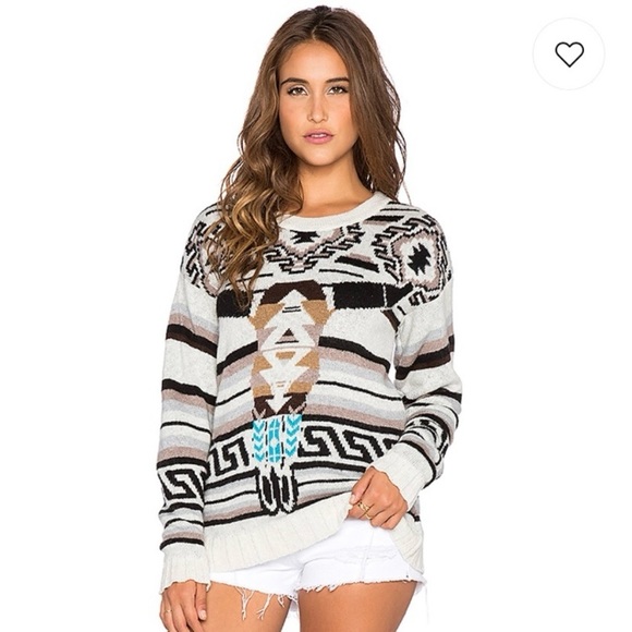 Jen’s Pirate Booty Southwestern Sitting Bull long sleeve oversize sweater Sz M/L - Picture 4 of 16